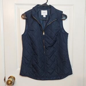 Old Navy Blue Diamond Quilted Puffer Vest Minimalist Classic Preppy Size S